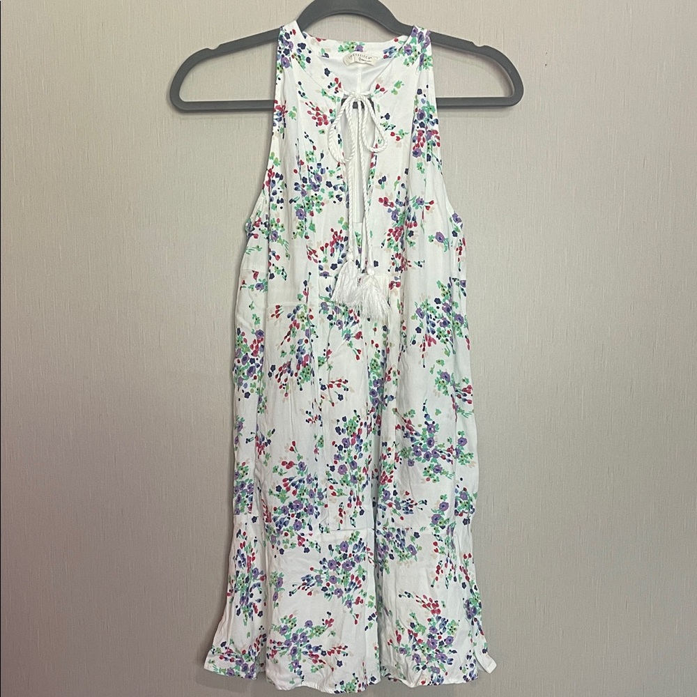 Lovestitch small floral multi dotted white tassel tiered dress